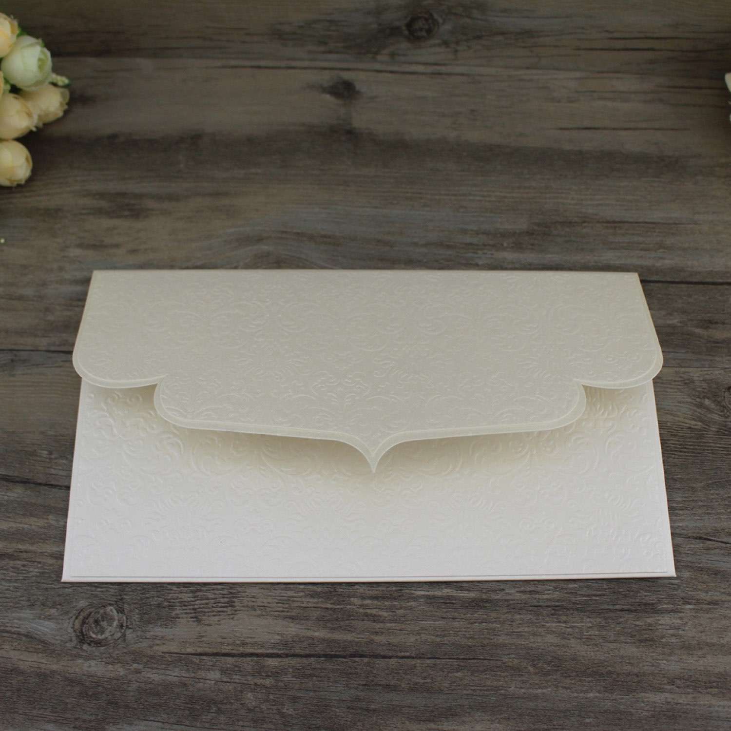 Simple Style Embossing Invitation Pocket Wedding Card Customized Foil Printing Thank You Card 
